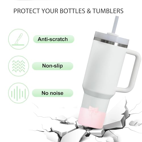 Bow Silicone Boot for Stanley Quencher & Owala Water Bottles - Glitter Pink