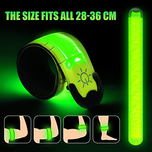 LED Armbands - Rechargeable High Visibility Reflective Lights, 2 Pack - Green
