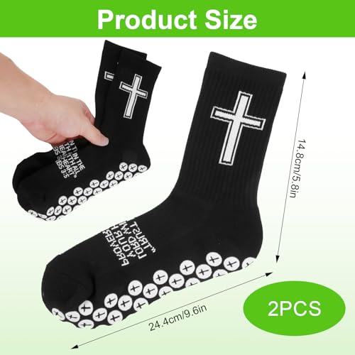 Anti-Slip Christian Soccer Socks with Rubber Dots - One Size Black