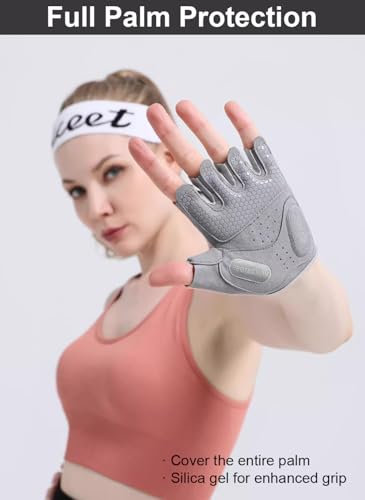 Anti-Slip Fingerless Weightlifting Gloves - Medium Pink