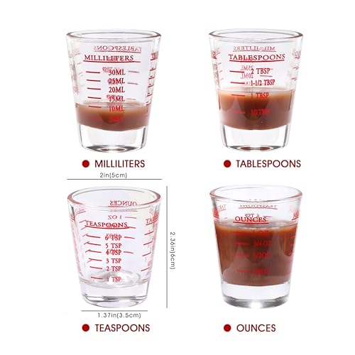 Measuring Shot Glass Set - 2PCS with 4 Measurement Units