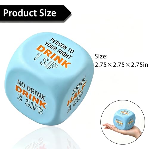Large Drinking Dice Game - 2.75" Giant Foam Dice - Blue