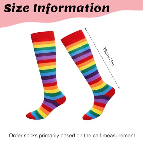 Striped Knee High Compression Socks - Breathable Long Tube - Rainbow