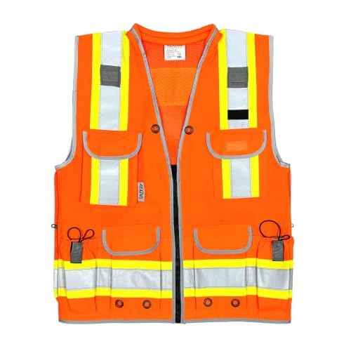 REXZUS A Reflective Vest Class 2 Heavy Woven Two Tone Engineer Hi Viz Safety Vest 3M 8712 Tape