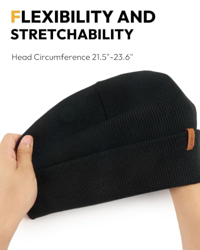 OLIKER 3-Pack Beanie Hats for Men & Women - Winter Double-Layer Skull Cap (One Size, Black/Grey/Blue)