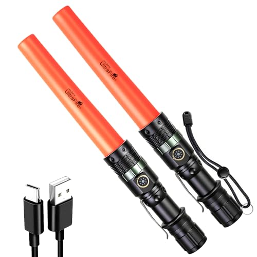 ULTRAFIRE Rechargeable Traffic Wand Flashlights 2 Pack UF-303X USB-C Emergency Safety Signal