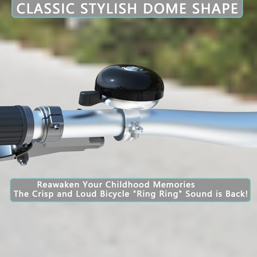 Greallthy Black Left Hand Bicycle Bell for Adults & Kids, Loud Cycling Horn