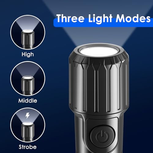 LED Hand-Powered Flashlight - Waterproof, Magnetic Base, 3 Modes