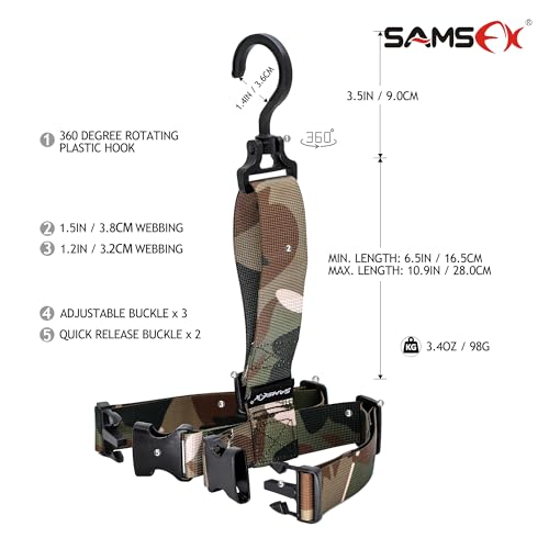 Fishing Wader Boot Hanger with Adjustable Strap - Camo Straps & Hook