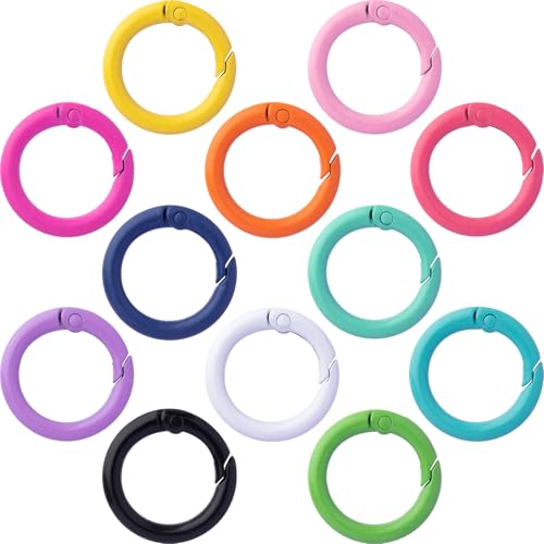 24mm Metal Spring O Rings - Round Colorful Key Ring Clips (24Pcs)