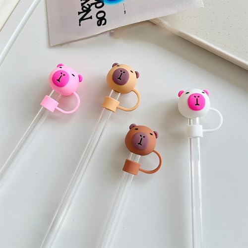 Capybara Straw Covers - 4 Pcs Silicone Topper for 10mm Straws
