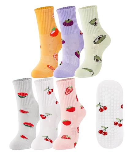 Dorobios Fruita Cotton Grip Pilates Socks for Women - Non-Slip Yoga & Workout Socks