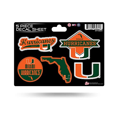 Miami Hurricanes 5-Pc Die-Cut Sticker Sheet - Team Decals