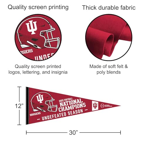 Indiana Hoosiers Undefeated Season Pennant Flag 12x30 Officially Licensed