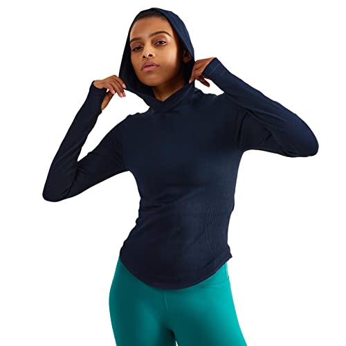 Women's Hooded Long Sleeve Athletic Running Shirt with Thumb Holes