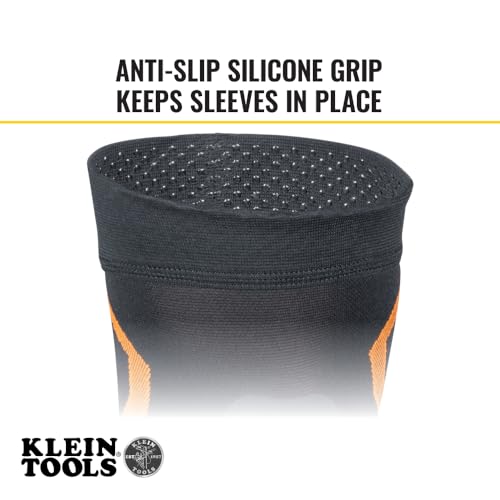 Klein Tools 60622 Knee Pad Compression Sleeve, Knee Support for Construction, Workers and Athletes, Black, S/M