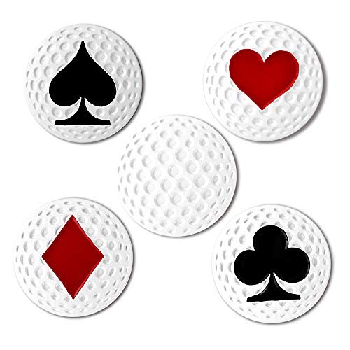 Golf Ball Markers - Assorted Soft Enamel Design, 24.4mm, 5 Pcs - Poker