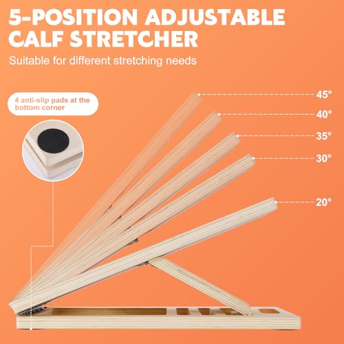 Adjustable Wooden Slant Board for Calf Stretching - 1PC