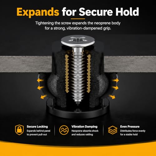 M5 Neoprene Well Nuts Kit - 12 Pcs with Stainless Steel Screws