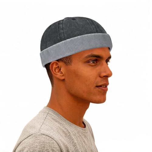 Retro Brimless Beanie Hat - Washed Cotton Skull Cap for All