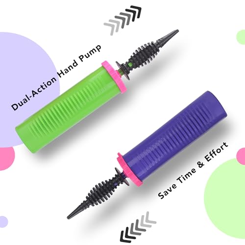 Dual Action Balloon Pump - Handheld Inflator for Latex & Foil Balloons - Purple Pump
