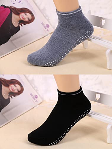 Non-Slip Yoga Socks for Women - 4 Pairs, Sizes 6-6.5 - Black, Pink, Grey, Blue