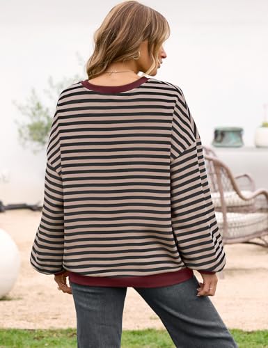 Oversized Striped Crewneck Sweatshirt - Black Coffee Stripe