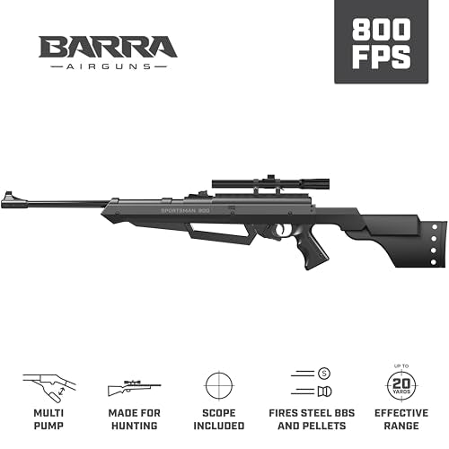 BB Gun Rifle for Adults - .177 Caliber Airgun with Scope, 800 FPS
