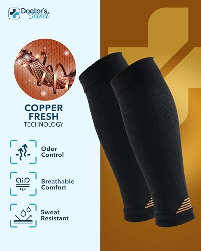 Doctor's Select Copper Calf Compression Sleeves 2 Pairs Large-X-Large Black