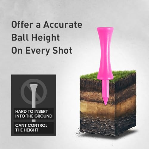 Castle Golf Tees - 2 1/4 Inch Plastic, 50 Pack - Pink