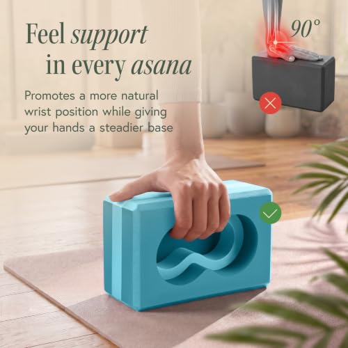 Yoga Blocks Set with Wrist Support & Knee Pads - Blue