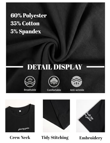 Men's Casual Oversized Workout T-Shirt - Short Sleeve, Large Black