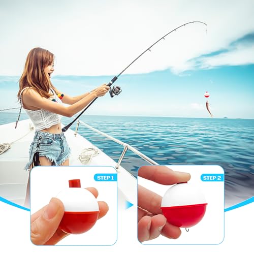 1.5 Inch Fishing Float Bobbers - 50 Pack Durable ABS Buoys