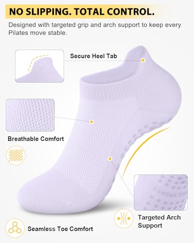 Pilates Grip Socks for Women - Non-Slip Yoga Socks, Small-Medium - Multicolor 01