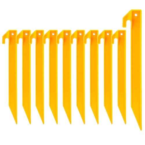 9 Inch Heavy Duty Plastic Tent Stakes - 10 Pack for Tents & Canopies