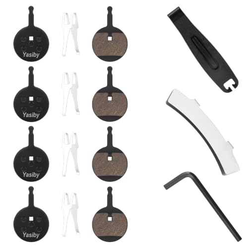 Yasiby Bike Brake Pads Set 4 Pairs – Semi-Metallic & Organic for SRAM Avid BB5, Promax DC710/720/913
