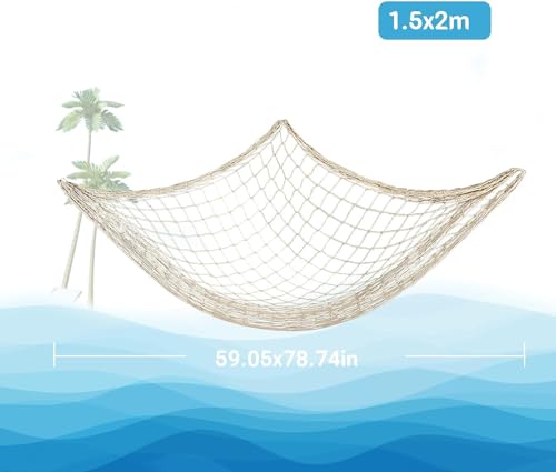 Large Decorative Fishing Net - 2x1.5m Beige Party Decor