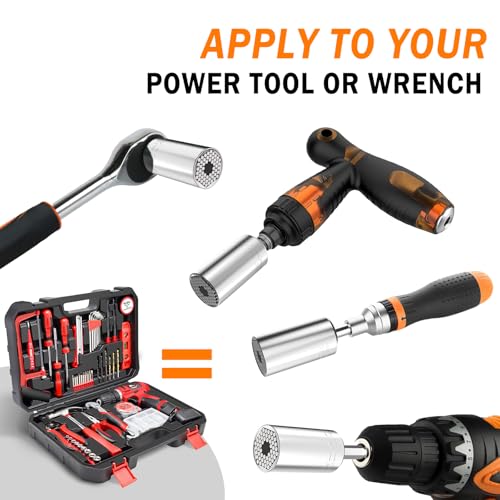 Dusor Gifts for Men Super Universal Socket Tools, Stocking Stuffers for Men, White Elephant Gifts for Adult, Gift for Him Who Have Everything, Gift Under 10 Dollars Socket Set with Power Drill Adapter