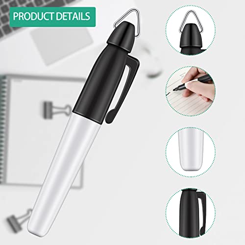 Mini Permanent Markers Set - 12 Pcs with Golf Keychain Clips - Black