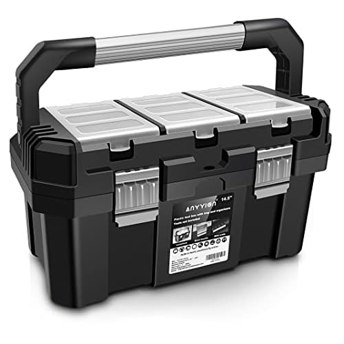 Anyyion 13 inch Small Tool Box with Removable Tray, Truly Strong and Durable For Hobby or Craft Storage Toolbox, (Internal Size:12.9"Lx6.1"Wx5.9"H)