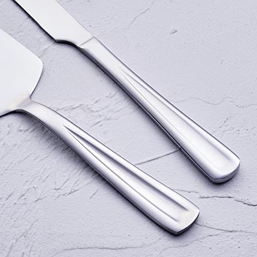 Stainless Steel Wedding Cake Cutting Set - Silver