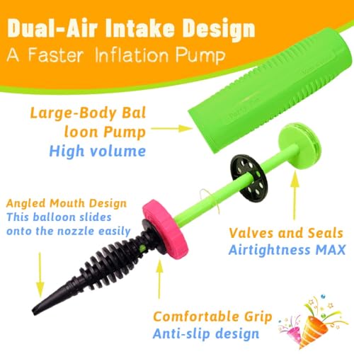 Portable Handheld Balloon Pump - Two-Way Dual Action, Green