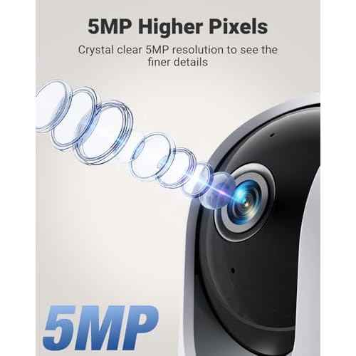 MUBVIEW 5MP Plug-in Indoor Security Camera no Subscription, 5/2.4G WiFi Pet Cam Indoor with Phone App, Dog Camera with Speaker, Night Vision, Motion Detection, Auto Tracking, Cat/Elder/Baby Monitor
