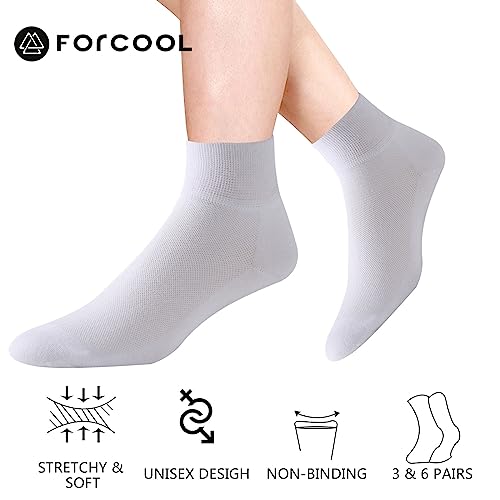 Forcool X-Large 6-Pair Diabetic Ankle Cotton Socks for Men Women - White