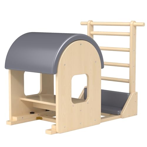 Wooden Pilates Ladder Barrel - Spine Corrector Machine Gray Large