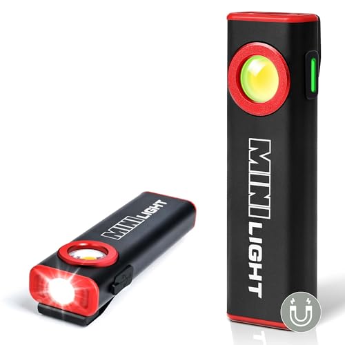 Lexall E1 Mini Magnetic Pocket Flashlight 1200LM Dual Light, Ruby Red