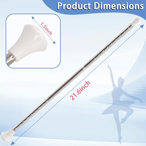 21.6-Inch Twirling Baton Set - Stainless Steel with Ribbons & Hair Bands - White