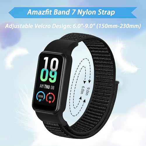 Adjustable Nylon Sport Band for Amazfit Band 7 - Black