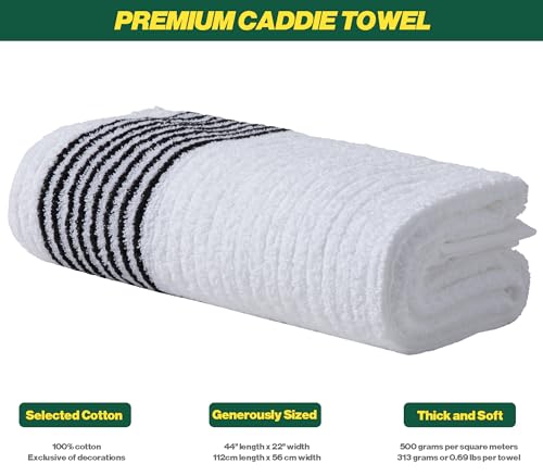 White Handy Picks Caddie Golf Towel 44x22 Inch Extra Large Cotton, Pack of 1