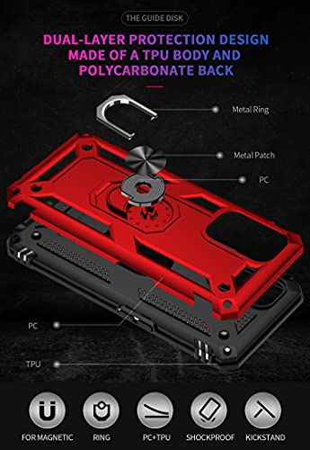 OnePlus Nord N200 5G Case - Heavy Duty Shockproof Red with Kickstand